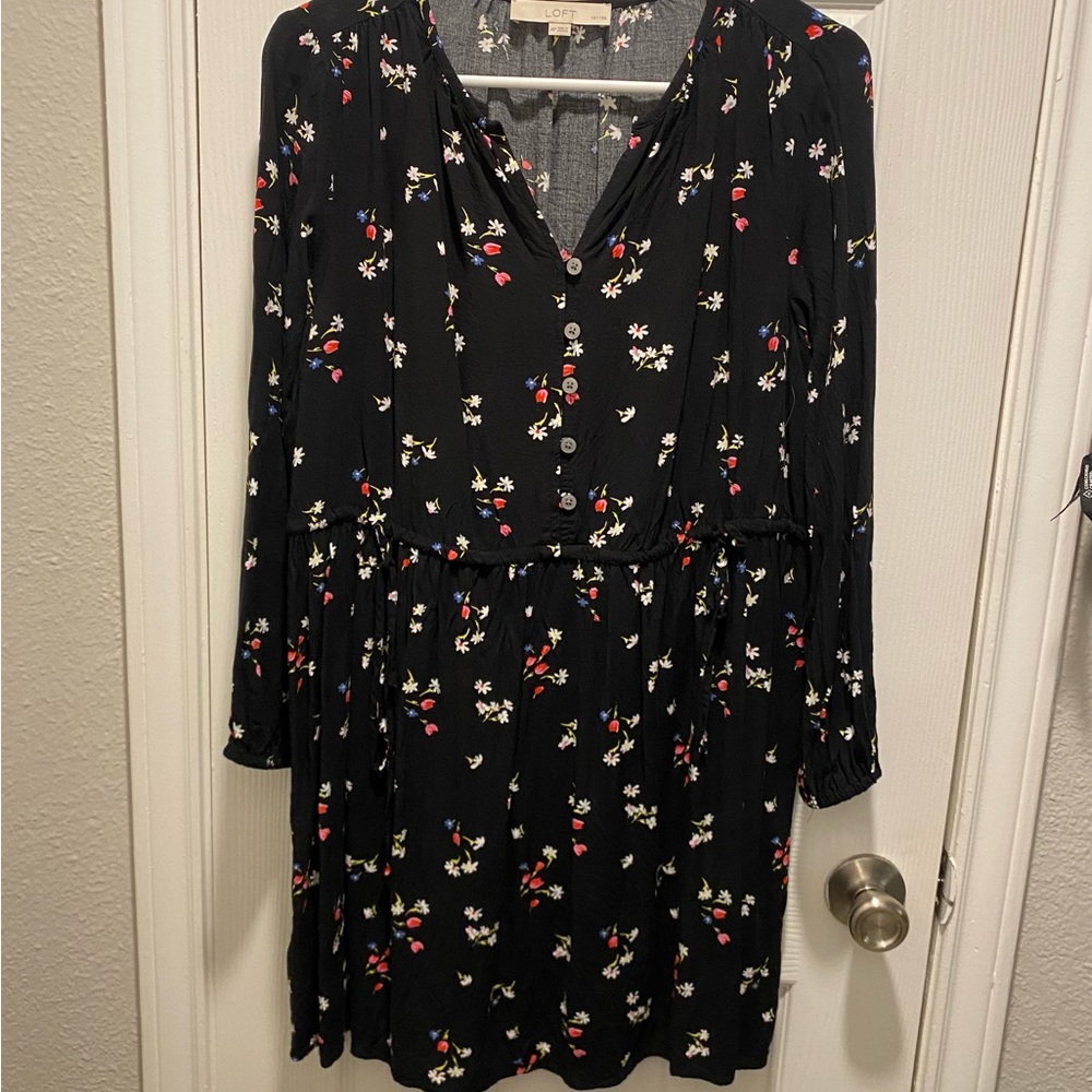 Loft Black Floral Dress